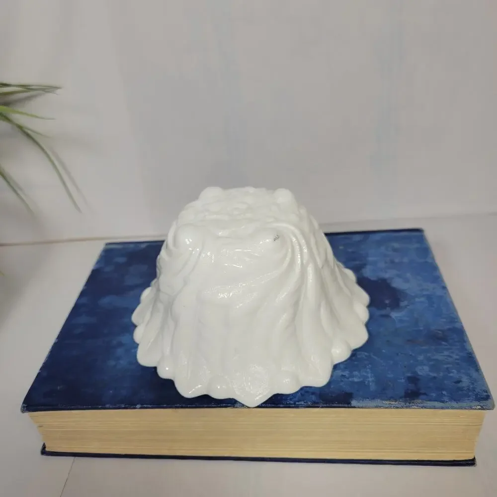 Vintage Indiana Glass Wild Rose Milk Glass Fruit Dessert Bowl